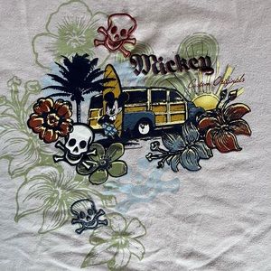Walt Disney World Mickey Custom Originals T Shirt Embroidered Surf Skull XL